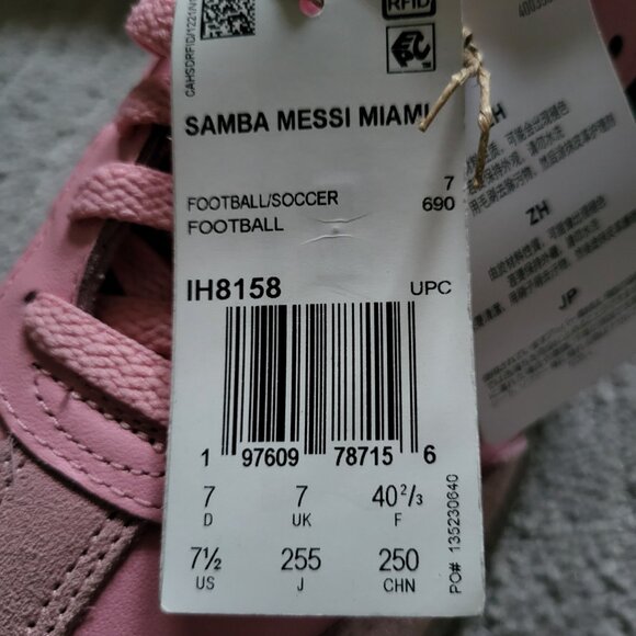 Size 7.5M / 8.5W - Adidas Samba Inter Miami CF Messi Pink IH8158 - AUTHENTIC NEW - Picture 7 of 9